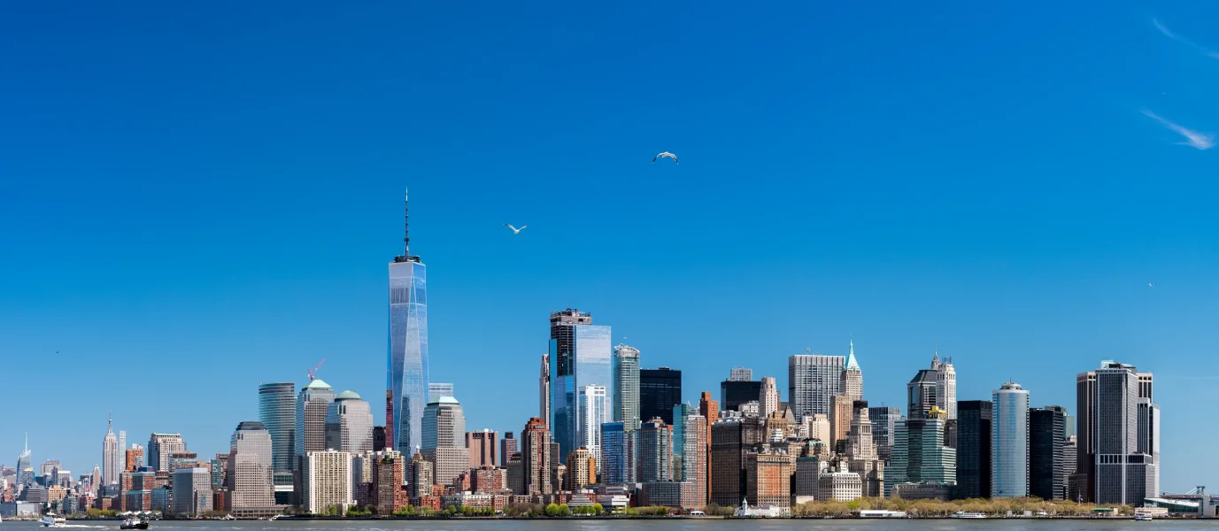 New York City skyline with waterfront view